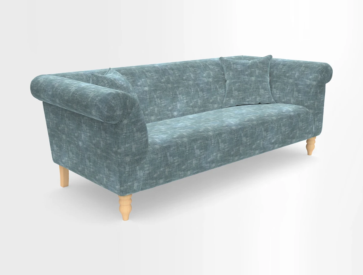 Exbury 3-seater sofa in Frond Stripe Large Storm with scatters in Frond All Over