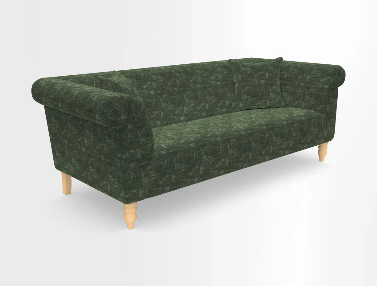 Exbury 3-seater sofa in Frond Stripe Large Storm with scatters in Frond All Over