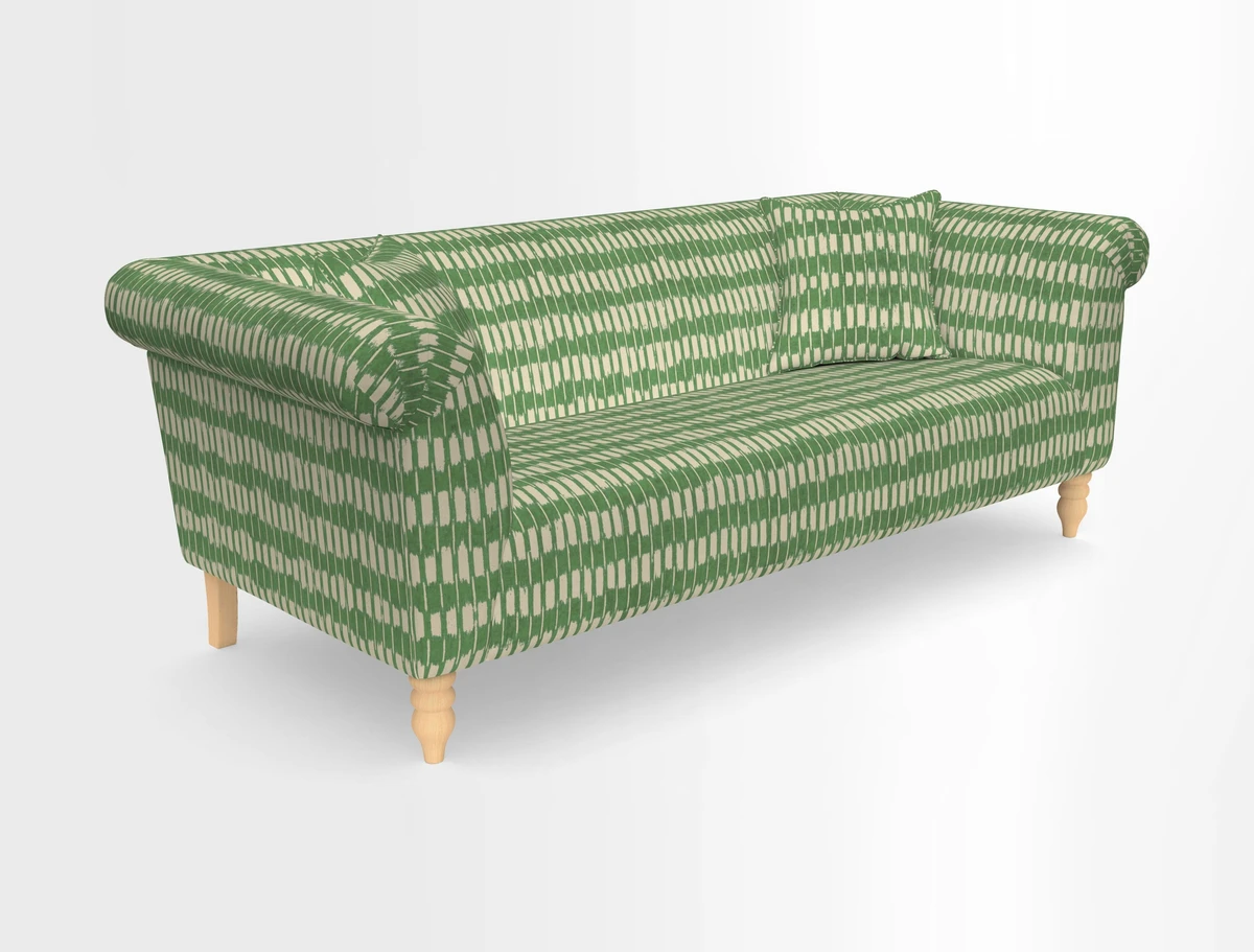 Exbury 3-seater sofa in Frond Stripe Large Storm with scatters in Frond All Over