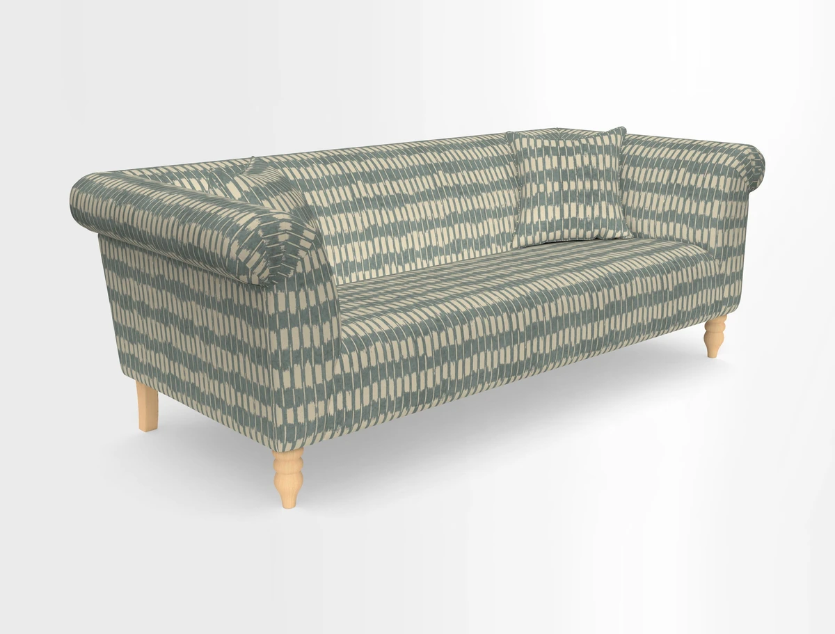 Exbury 3-seater sofa in Frond Stripe Large Storm with scatters in Frond All Over