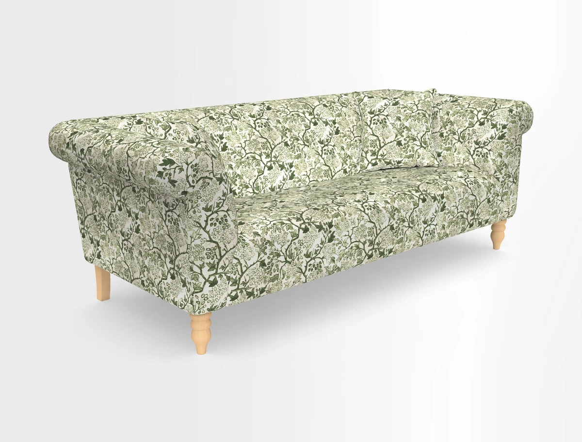 Exbury 3-seater sofa in Frond Stripe Large Storm with scatters in Frond All Over