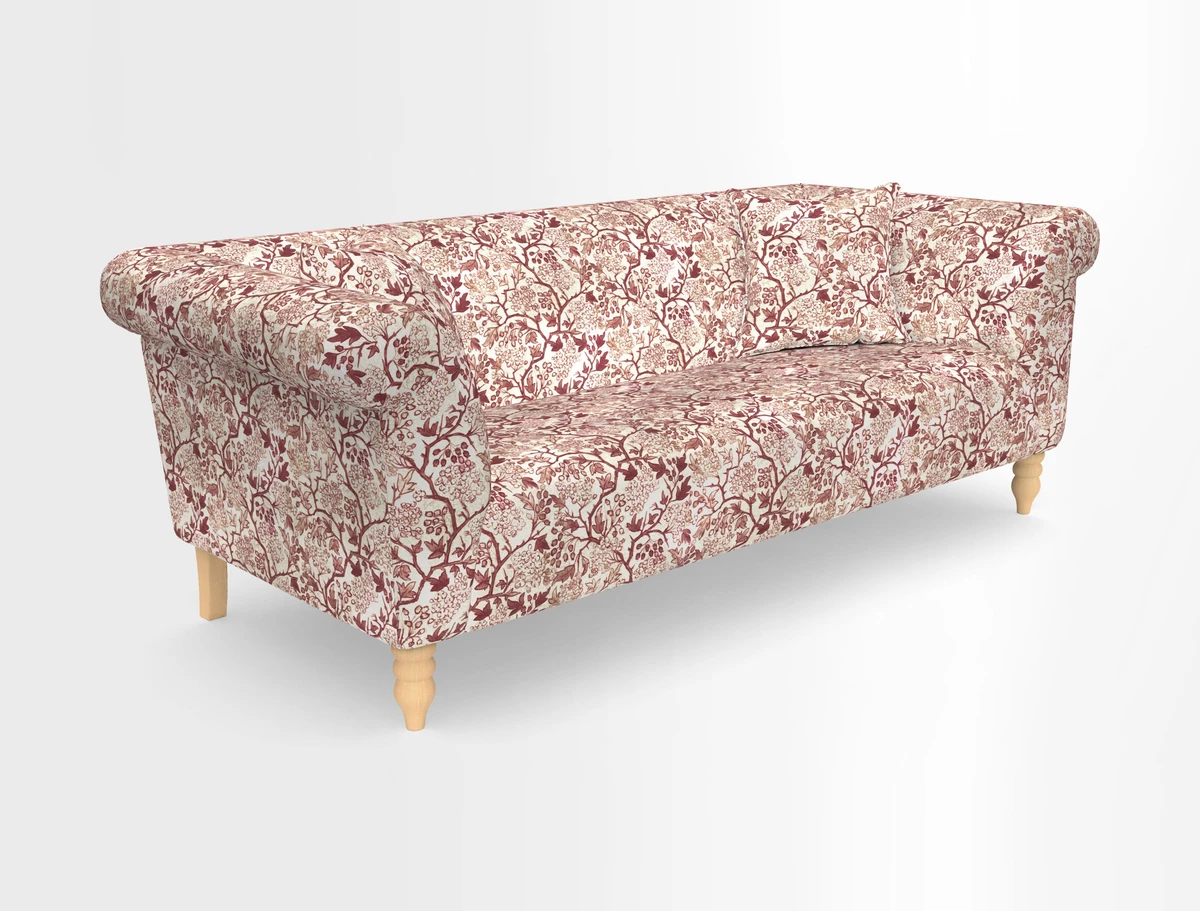 Exbury 3-seater sofa in Frond Stripe Large Storm with scatters in Frond All Over
