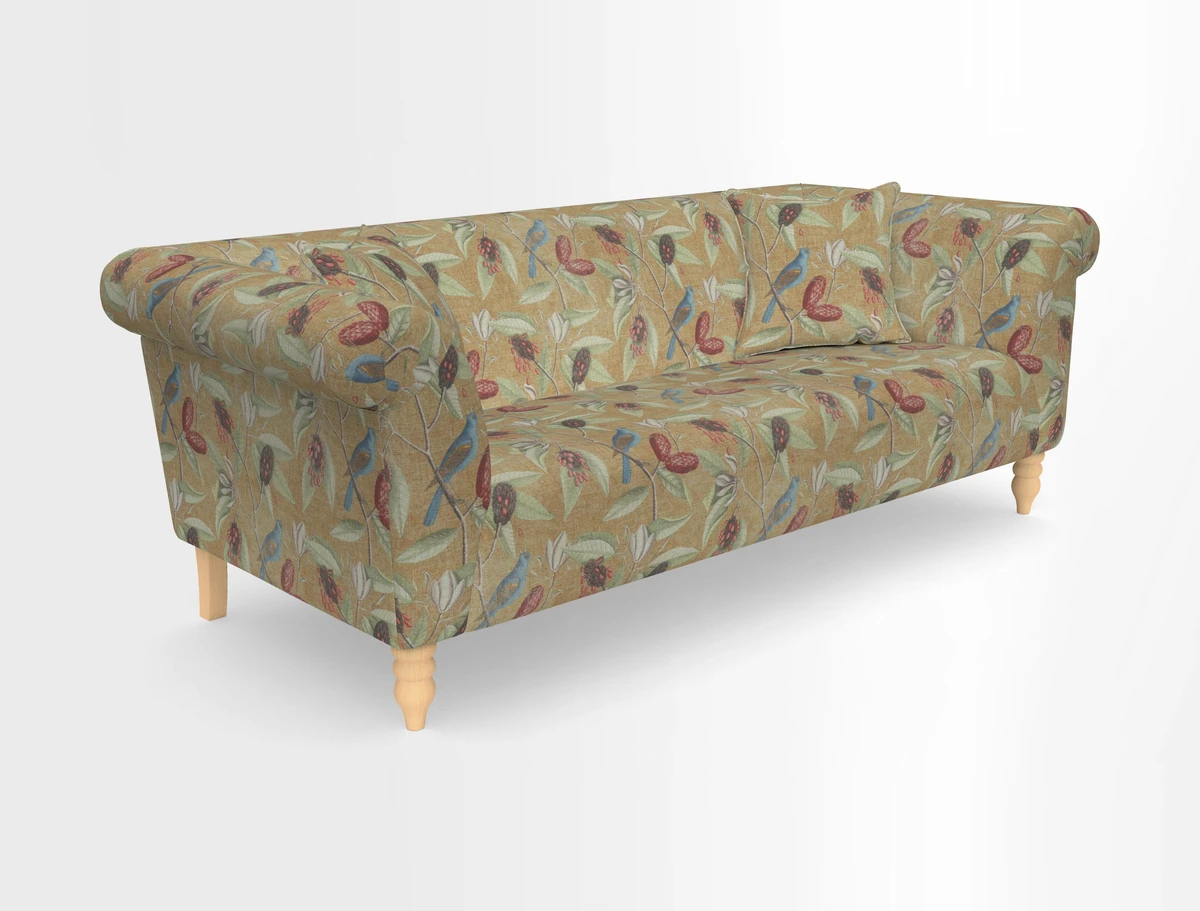 Exbury 3-seater sofa in Frond Stripe Large Storm with scatters in Frond All Over