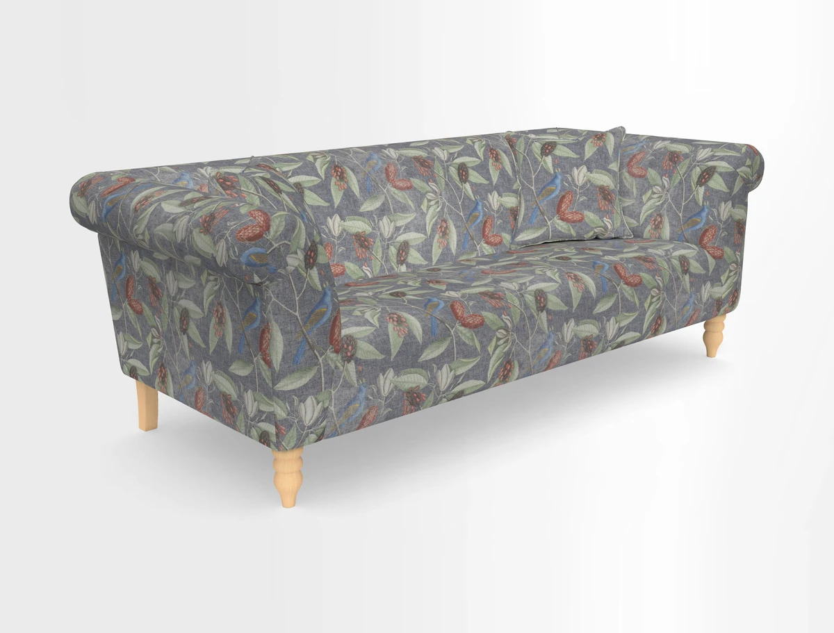 Exbury 3-seater sofa in Frond Stripe Large Storm with scatters in Frond All Over