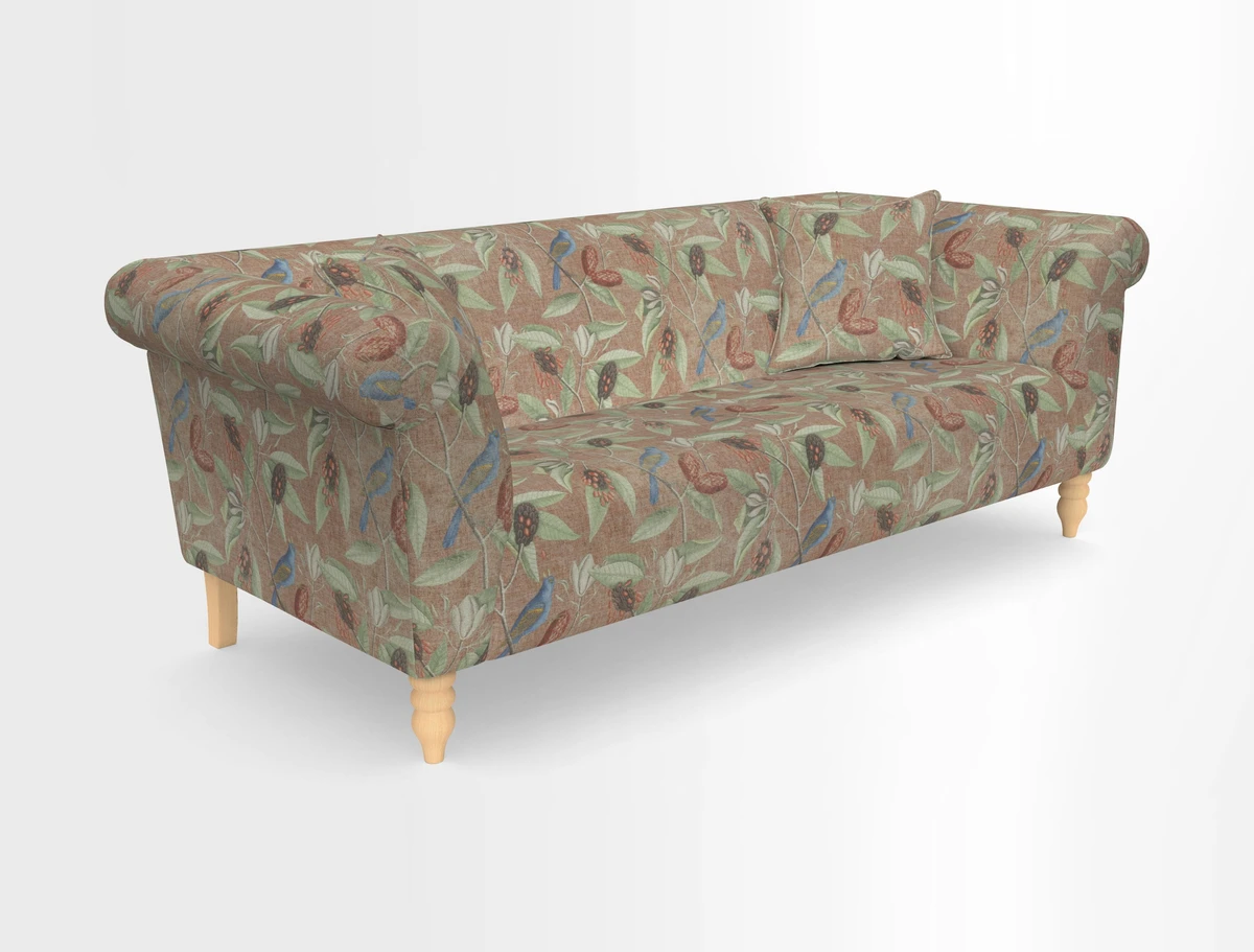 Exbury 3-seater sofa in Frond Stripe Large Storm with scatters in Frond All Over