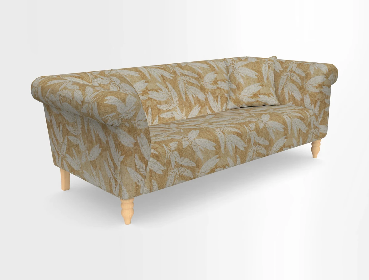 Exbury 3-seater sofa in Frond Stripe Large Storm with scatters in Frond All Over