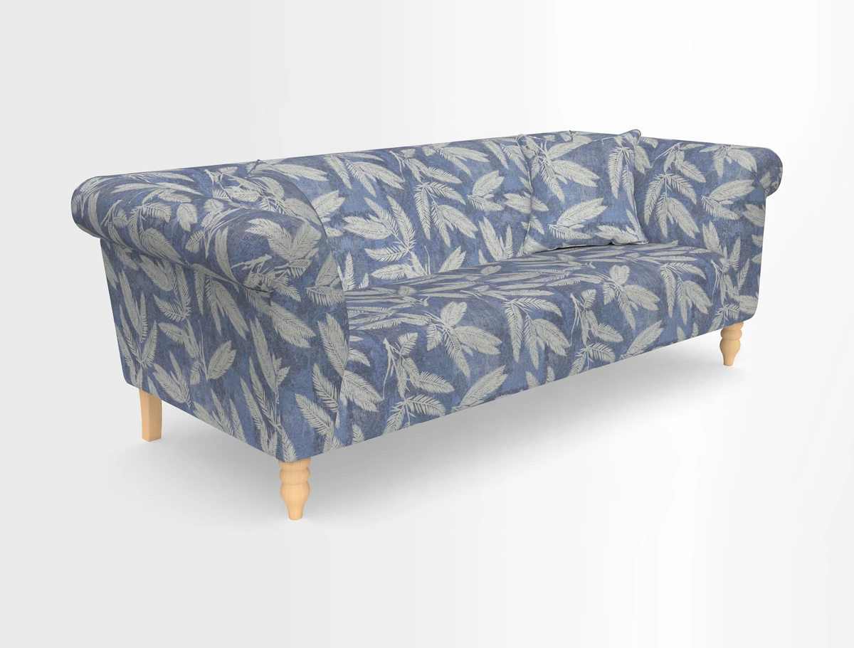Exbury 3-seater sofa in Frond Stripe Large Storm with scatters in Frond All Over