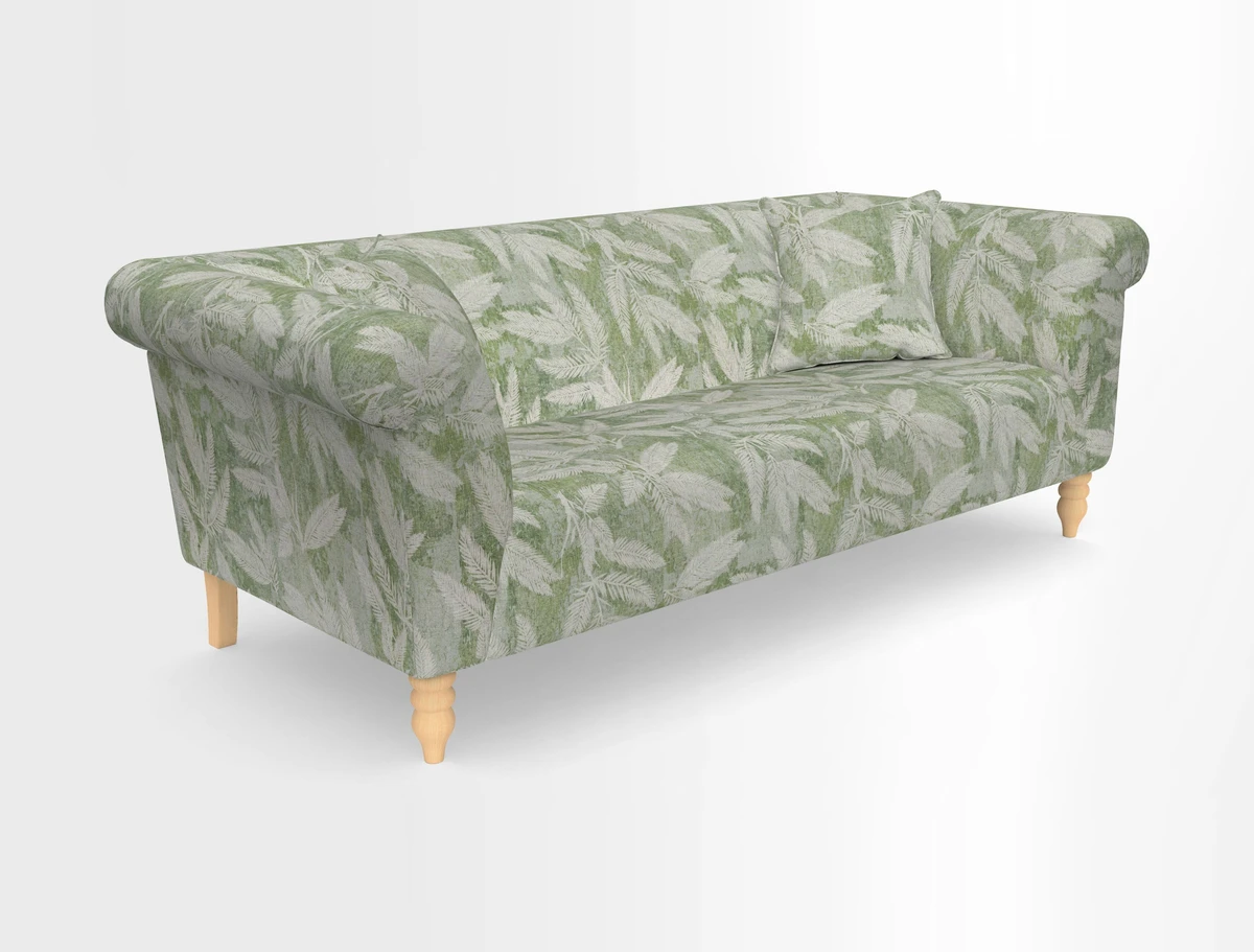 Exbury 3-seater sofa in Frond Stripe Large Storm with scatters in Frond All Over