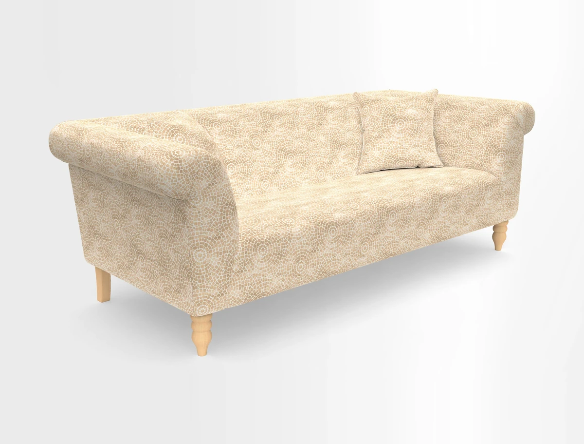 Exbury 3-seater sofa in Frond Stripe Large Storm with scatters in Frond All Over