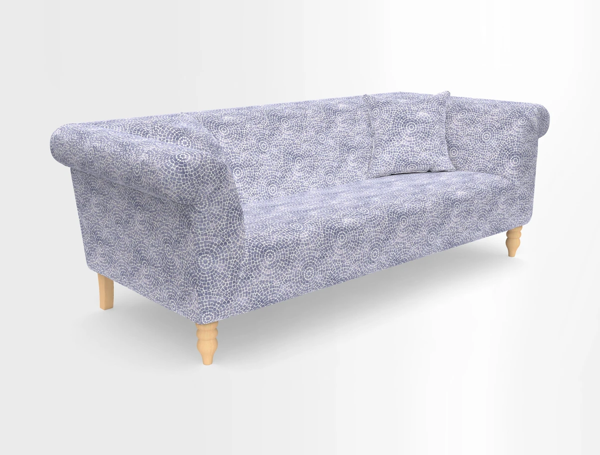 Exbury 3-seater sofa in Frond Stripe Large Storm with scatters in Frond All Over