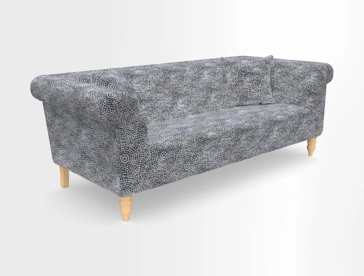 Exbury 3-seater sofa in Frond Stripe Large Storm with scatters in Frond All Over