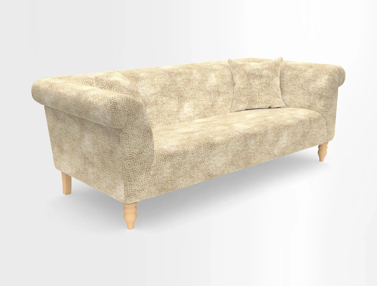Exbury 3-seater sofa in Frond Stripe Large Storm with scatters in Frond All Over