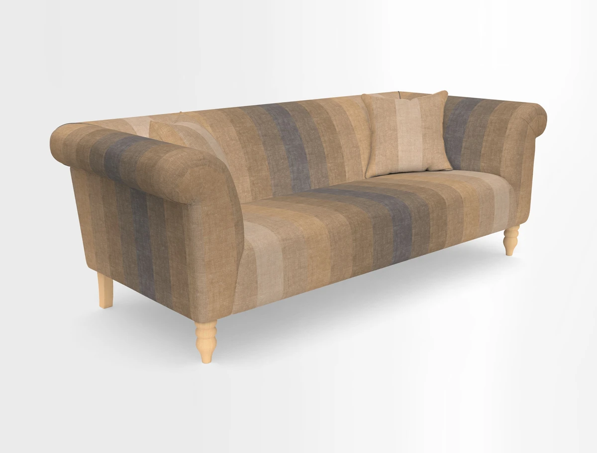 Exbury 3-seater sofa in Frond Stripe Large Storm with scatters in Frond All Over