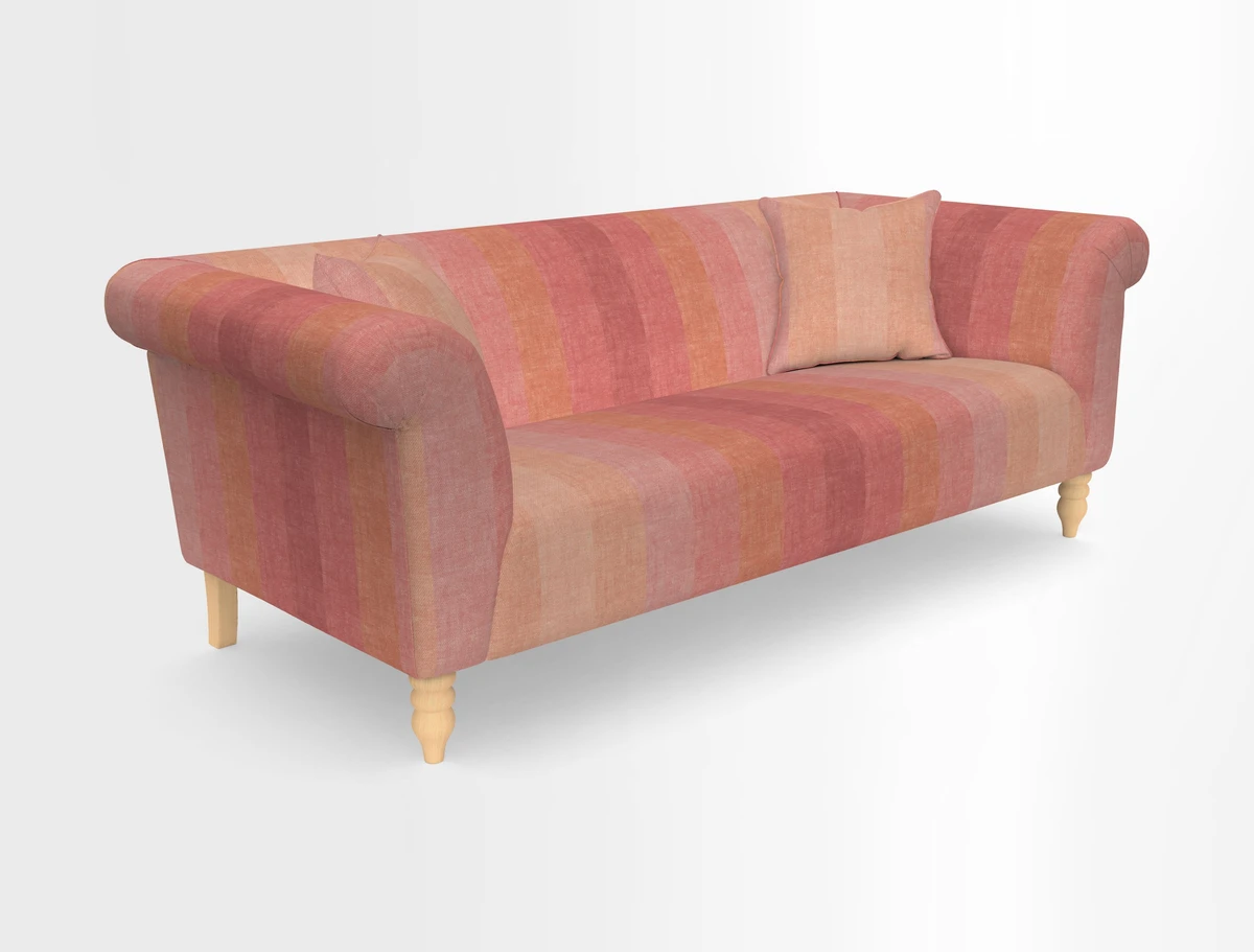 Exbury 3-seater sofa in Frond Stripe Large Storm with scatters in Frond All Over