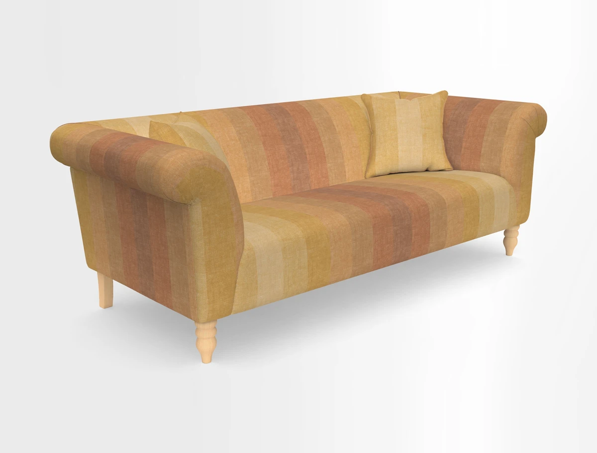 Exbury 3-seater sofa in Frond Stripe Large Storm with scatters in Frond All Over