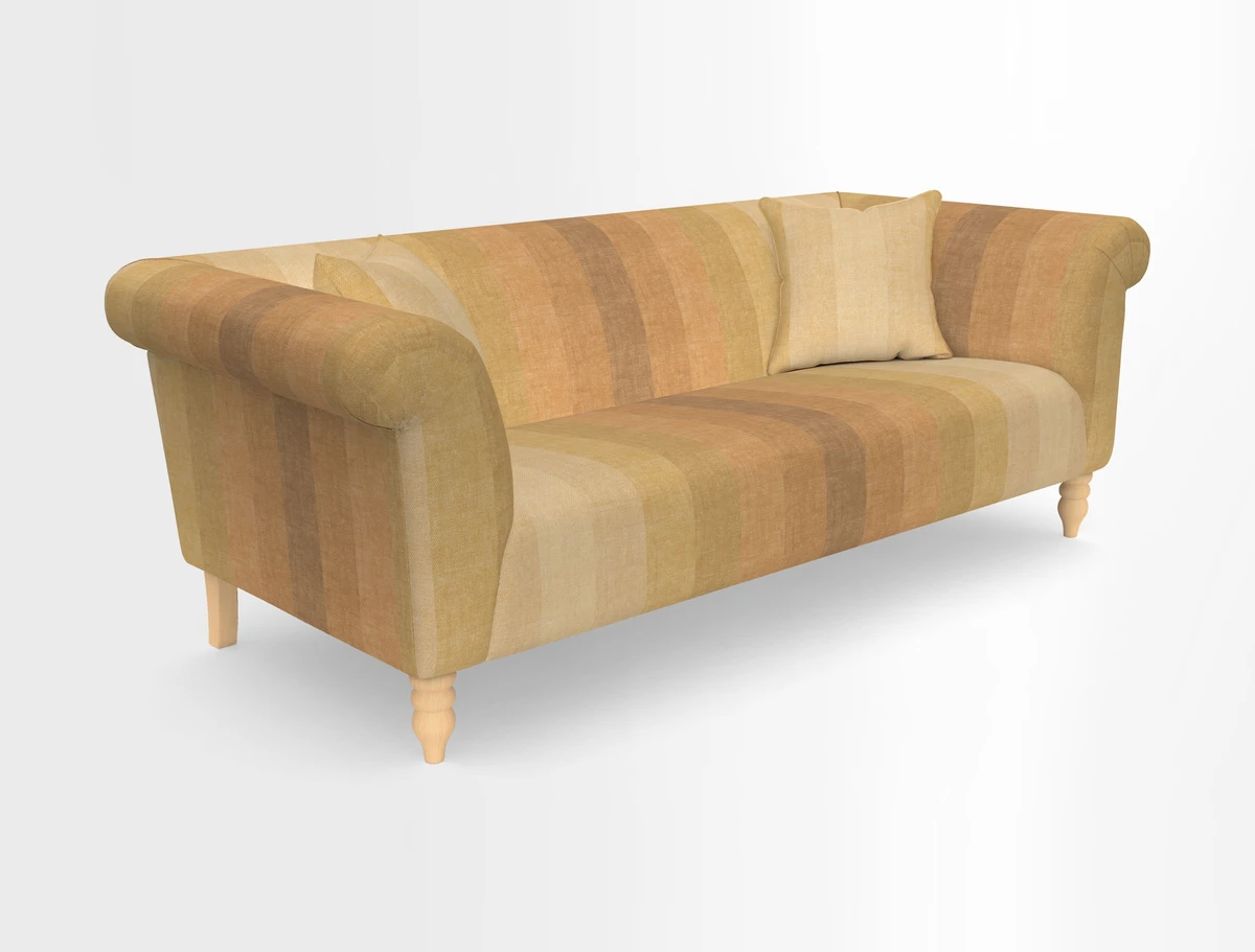 Exbury 3-seater sofa in Frond Stripe Large Storm with scatters in Frond All Over