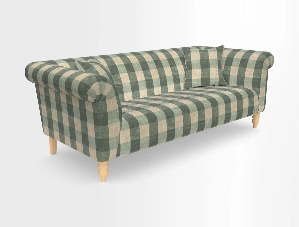 Exbury 3-seater sofa in Frond Stripe Large Storm with scatters in Frond All Over