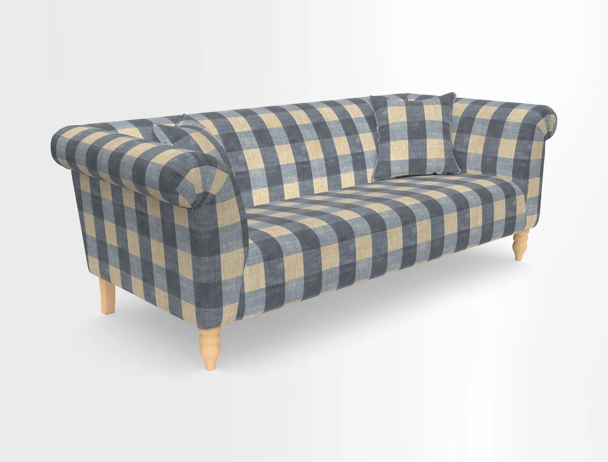 Exbury 3-seater sofa in Frond Stripe Large Storm with scatters in Frond All Over