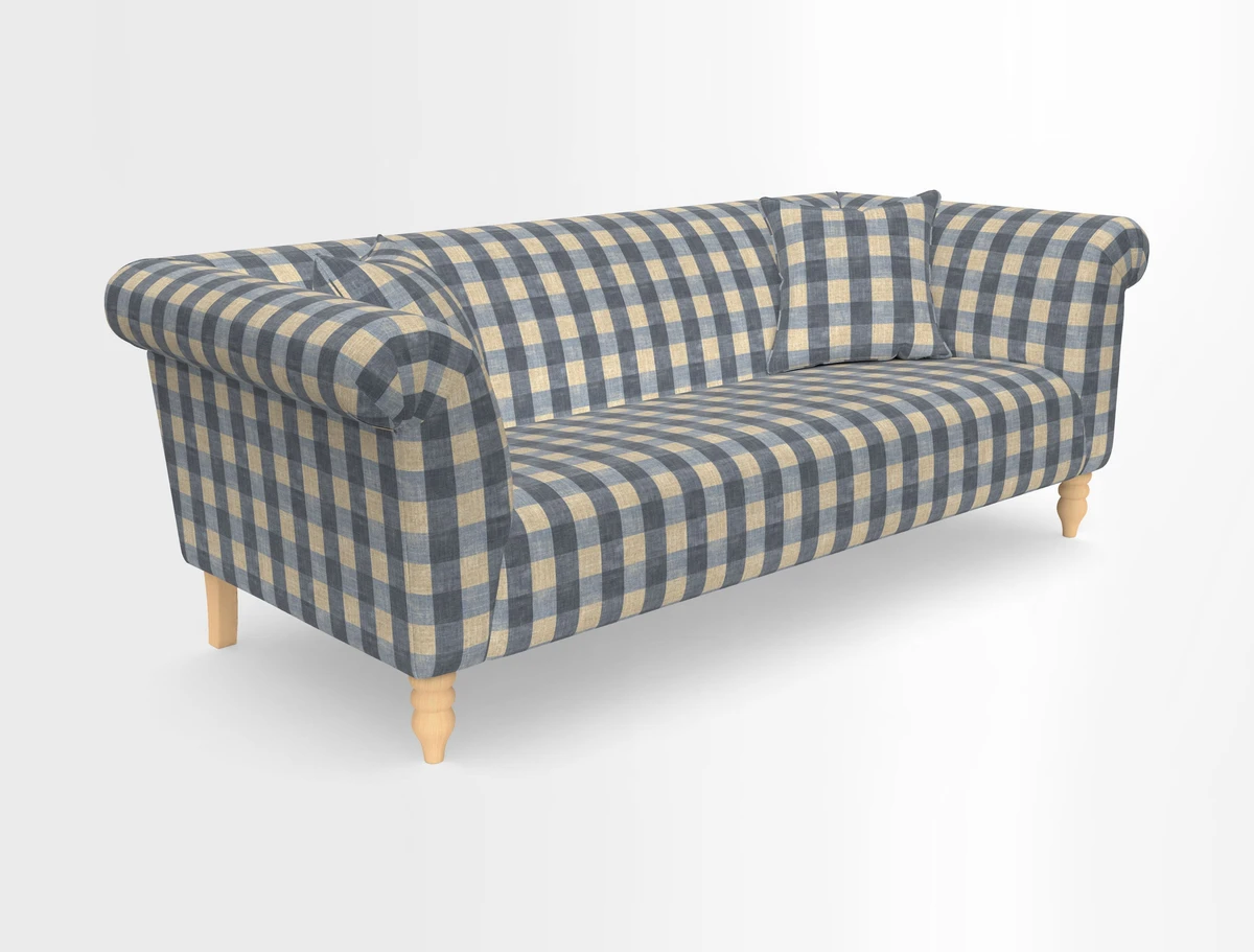 Exbury 3-seater sofa in Frond Stripe Large Storm with scatters in Frond All Over
