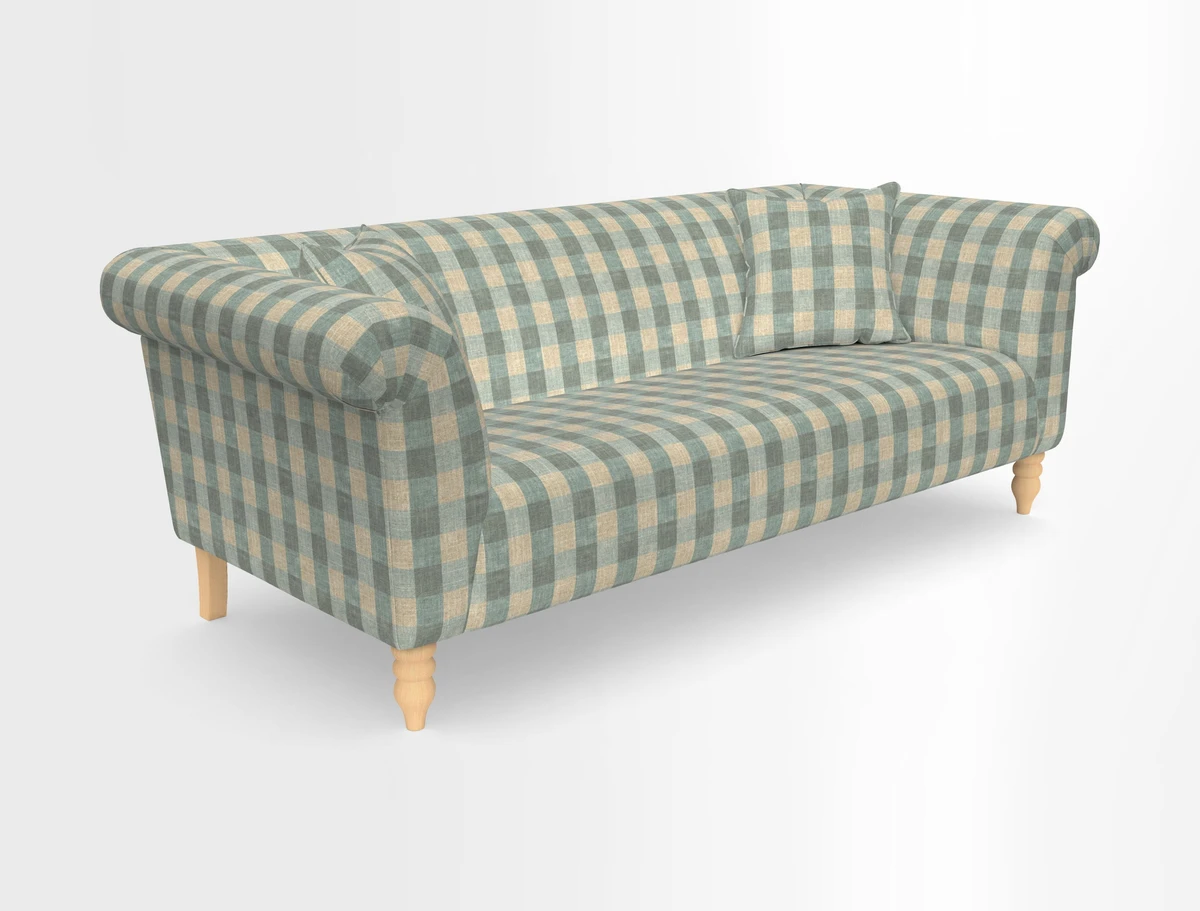 Exbury 3-seater sofa in Frond Stripe Large Storm with scatters in Frond All Over
