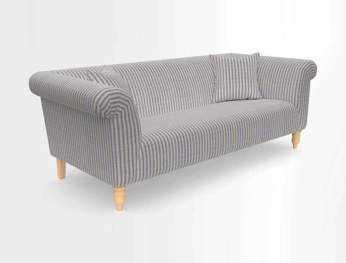 Exbury 3-seater sofa in Frond Stripe Large Storm with scatters in Frond All Over