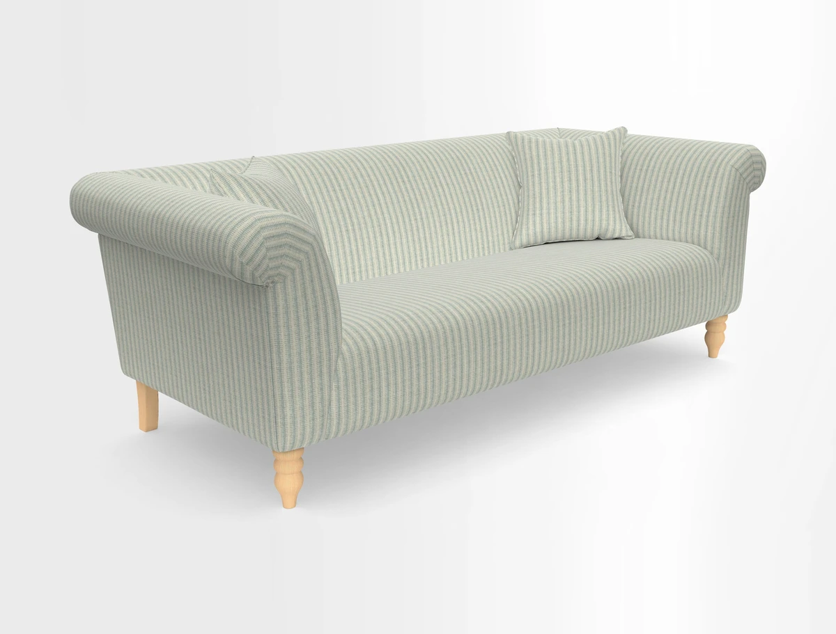 Exbury 3-seater sofa in Frond Stripe Large Storm with scatters in Frond All Over