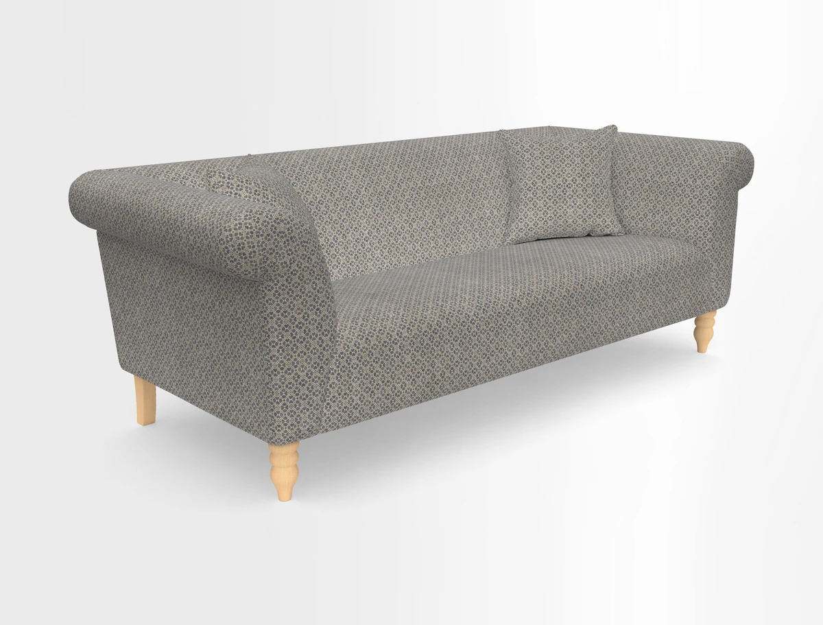 Exbury 3-seater sofa in Frond Stripe Large Storm with scatters in Frond All Over