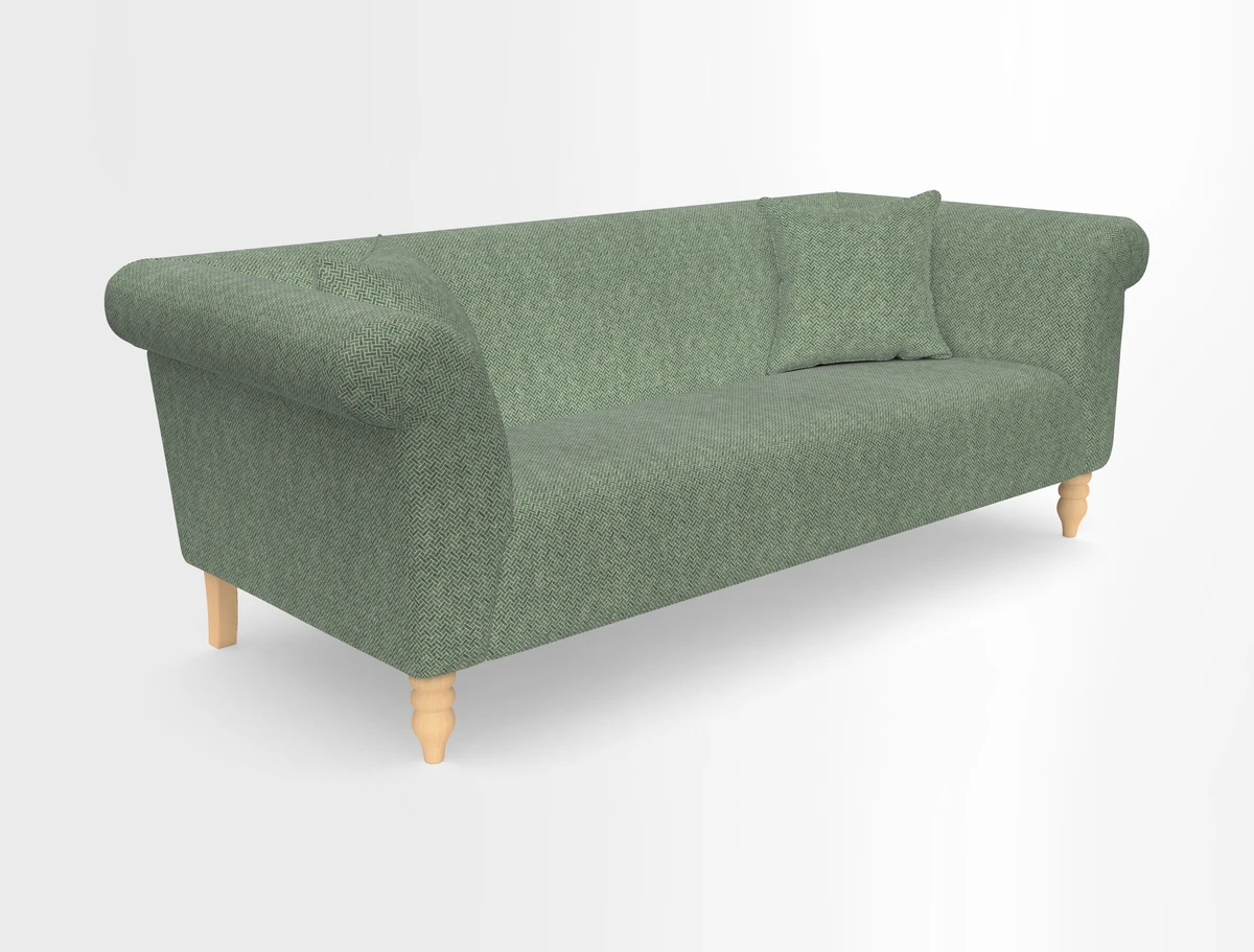 Exbury 3-seater sofa in Frond Stripe Large Storm with scatters in Frond All Over