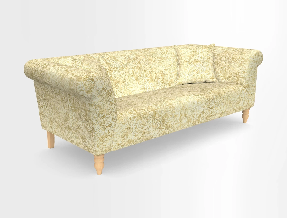 Exbury 3-seater sofa in Frond Stripe Large Storm with scatters in Frond All Over