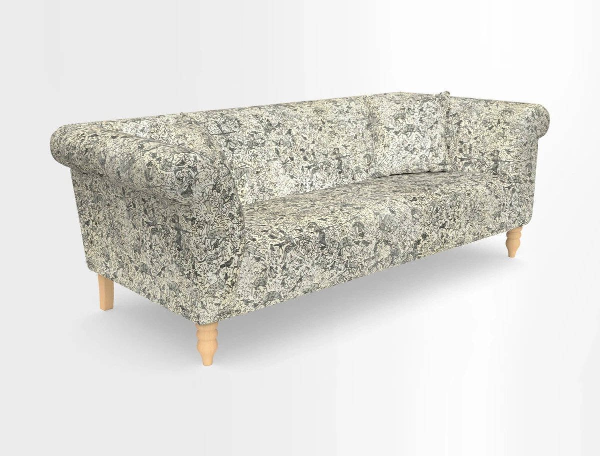 Exbury 3-seater sofa in Frond Stripe Large Storm with scatters in Frond All Over