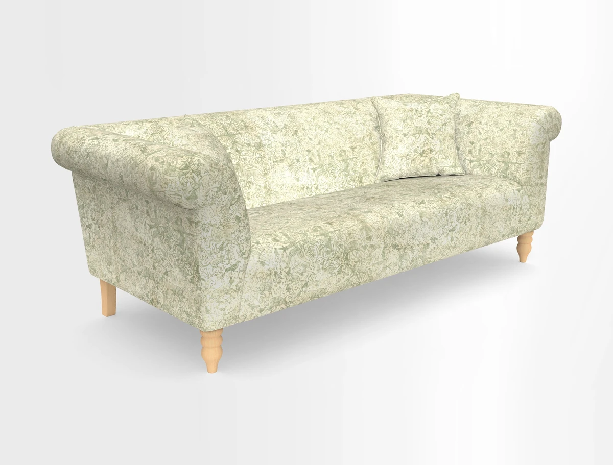 Exbury 3-seater sofa in Frond Stripe Large Storm with scatters in Frond All Over