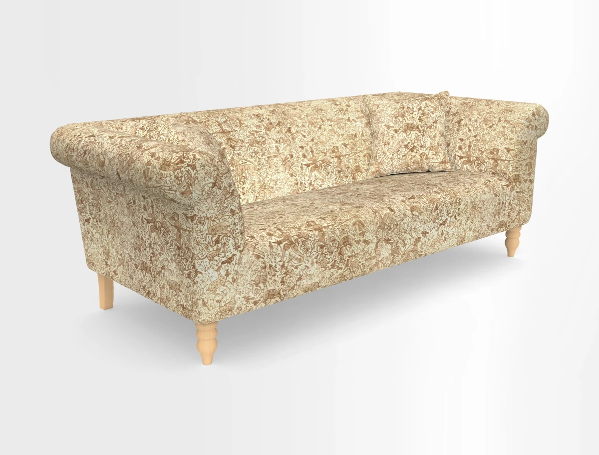 Exbury 3-seater sofa in Frond Stripe Large Storm with scatters in Frond All Over