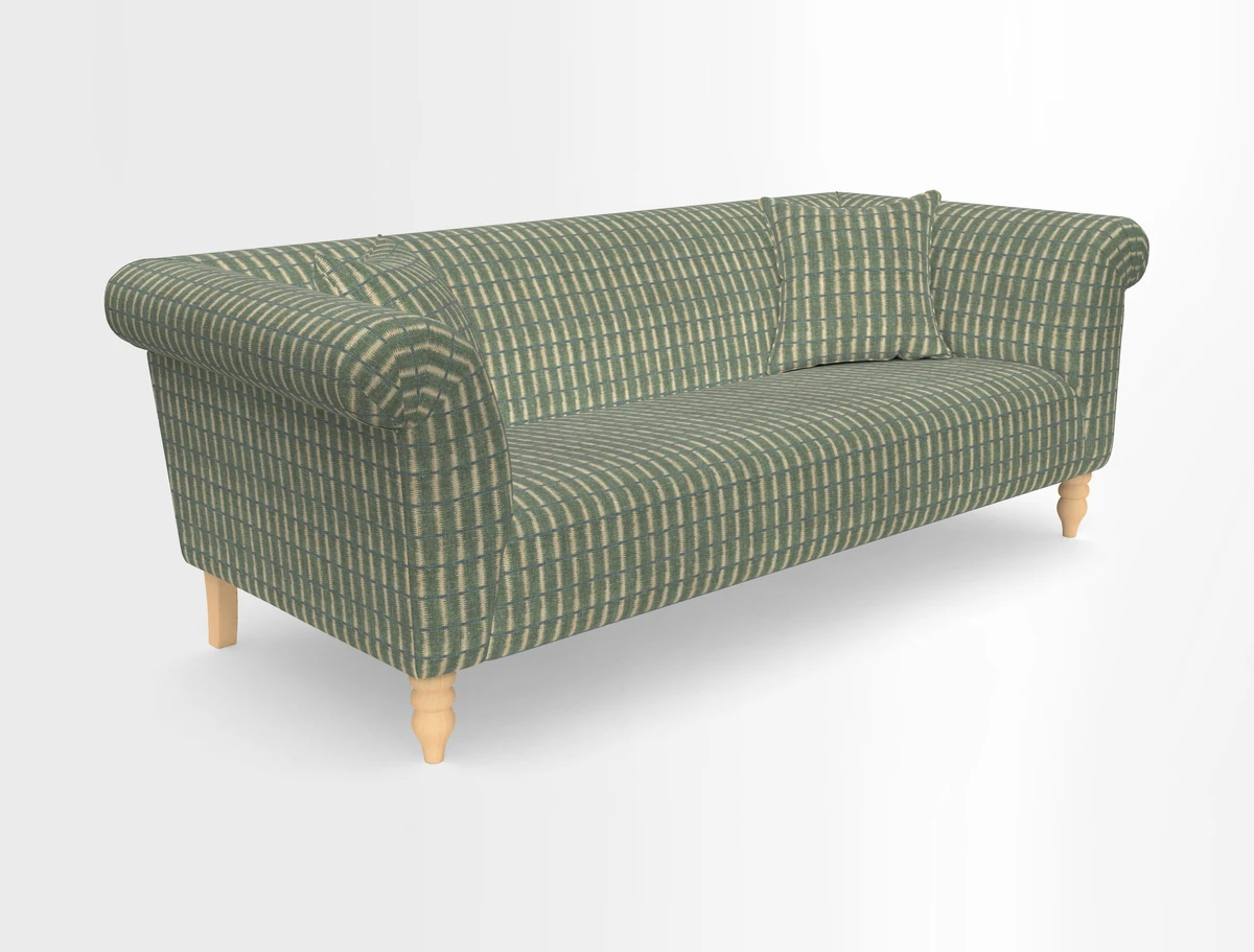 Exbury 3-seater sofa in Frond Stripe Large Storm with scatters in Frond All Over