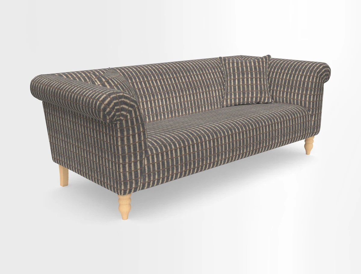Exbury 3-seater sofa in Frond Stripe Large Storm with scatters in Frond All Over