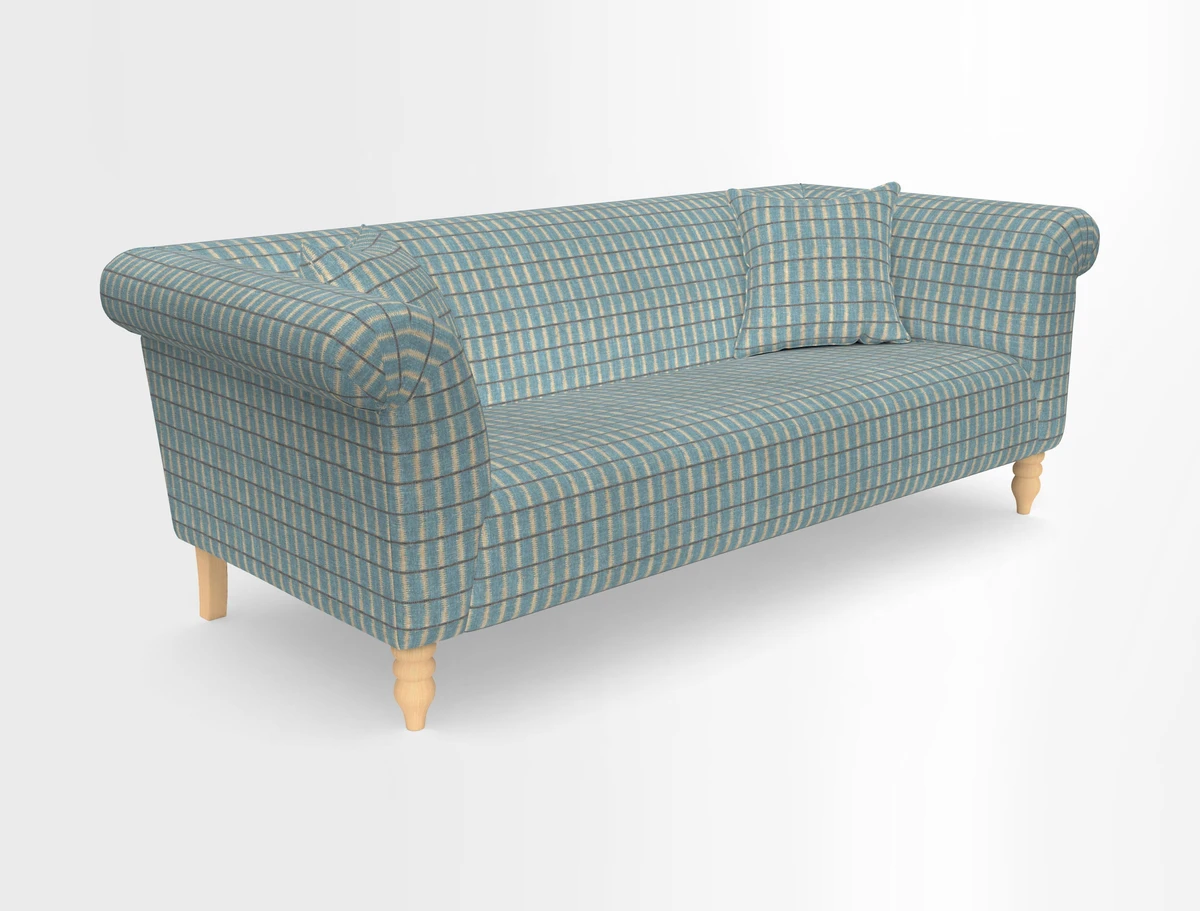 Exbury 3-seater sofa in Frond Stripe Large Storm with scatters in Frond All Over
