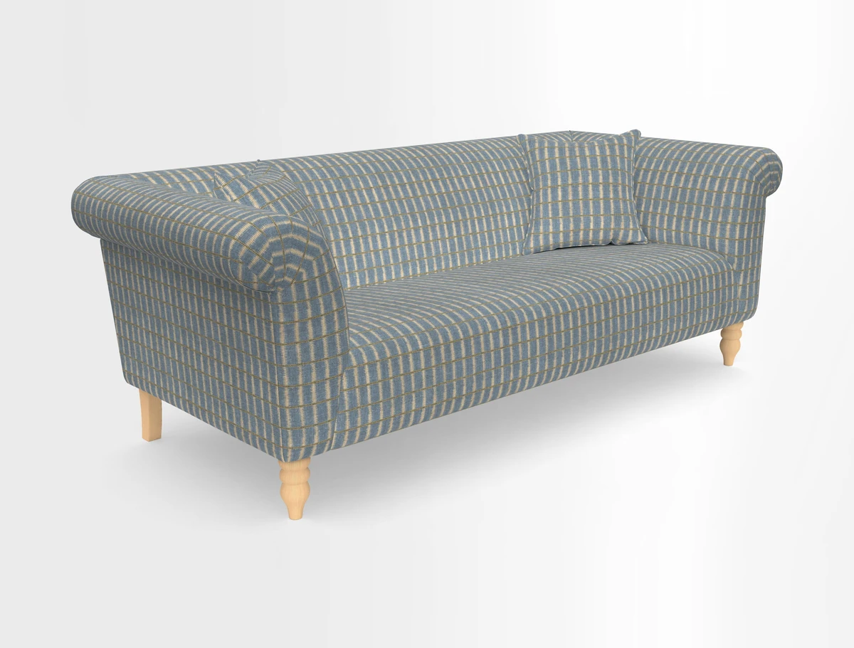 Exbury 3-seater sofa in Frond Stripe Large Storm with scatters in Frond All Over