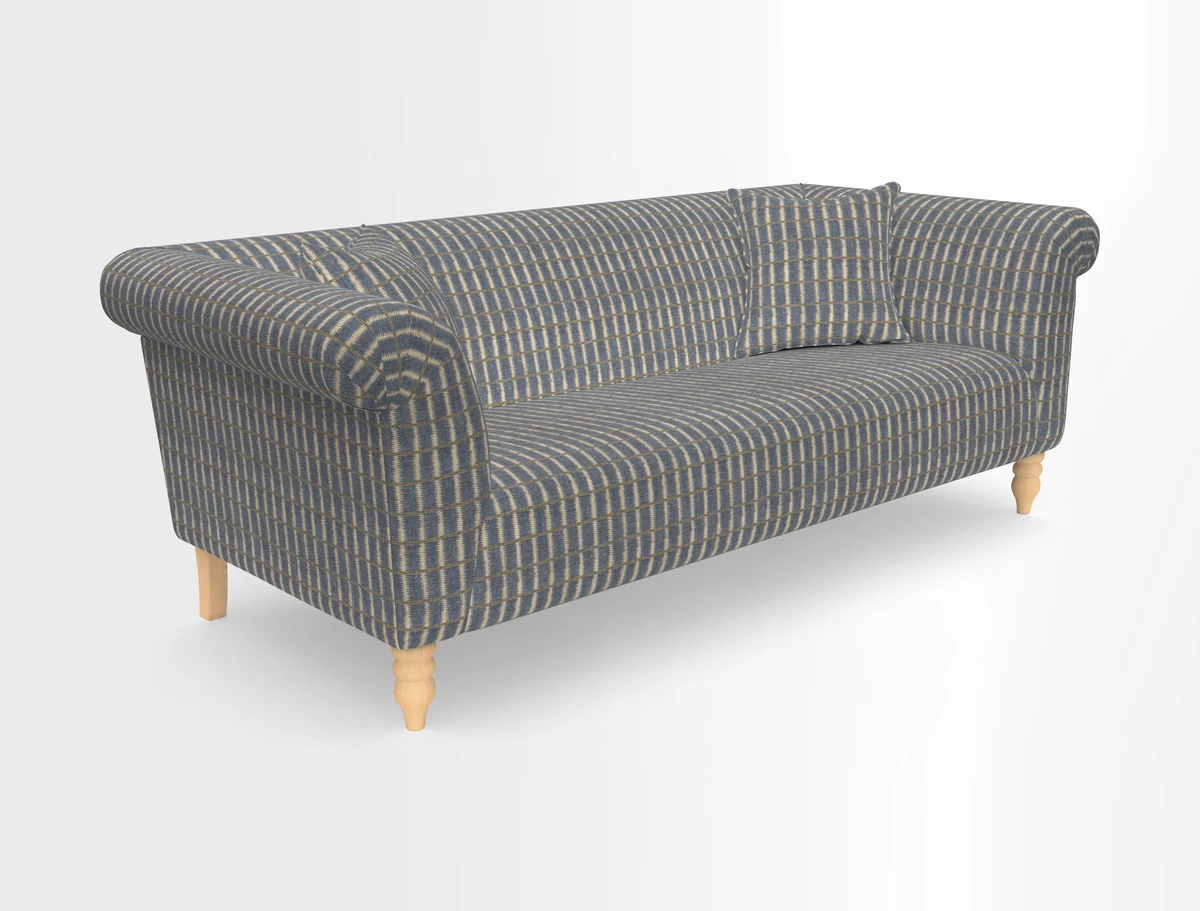 Exbury 3-seater sofa in Frond Stripe Large Storm with scatters in Frond All Over