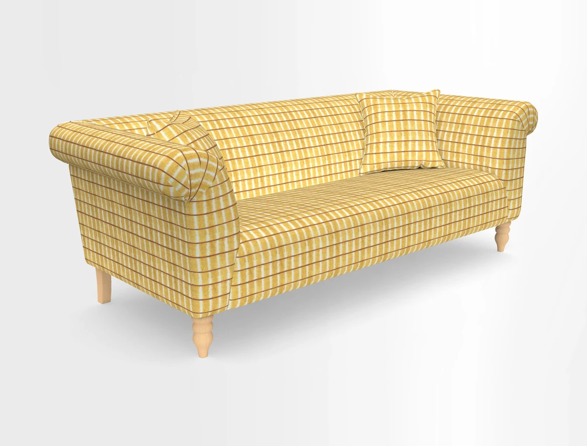 Exbury 3-seater sofa in Frond Stripe Large Storm with scatters in Frond All Over