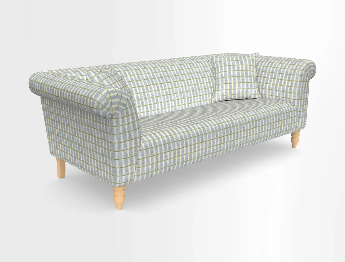 Exbury 3-seater sofa in Frond Stripe Large Storm with scatters in Frond All Over