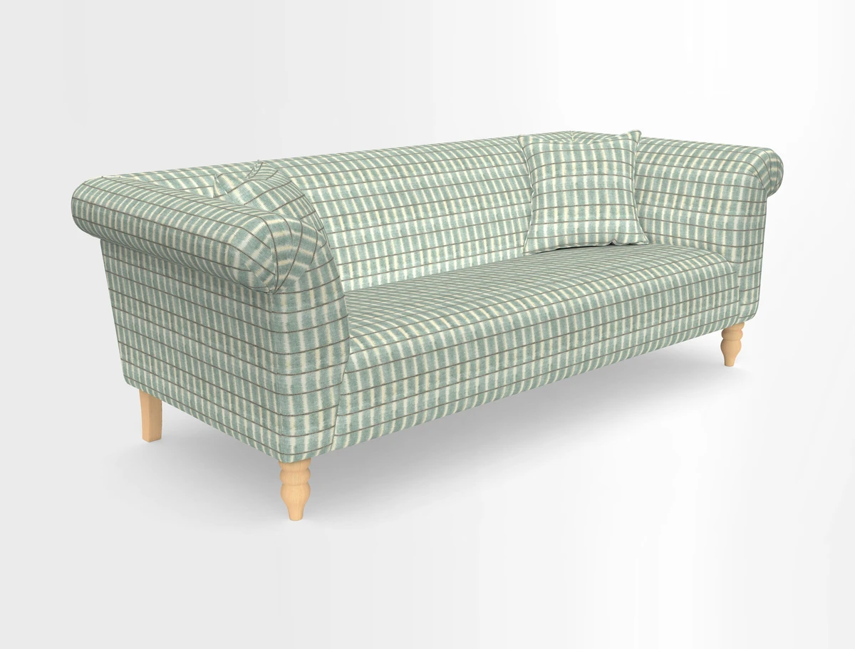 Exbury 3-seater sofa in Frond Stripe Large Storm with scatters in Frond All Over