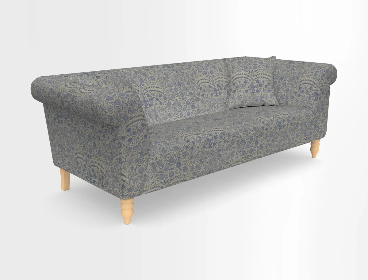 Exbury 3-seater sofa in Frond Stripe Large Storm with scatters in Frond All Over