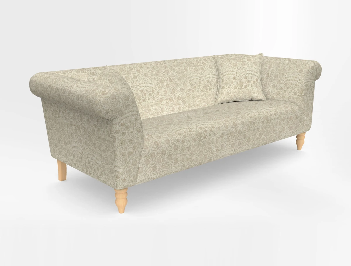 Exbury 3-seater sofa in Frond Stripe Large Storm with scatters in Frond All Over