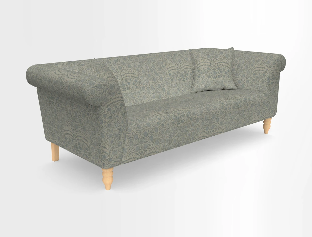 Exbury 3-seater sofa in Frond Stripe Large Storm with scatters in Frond All Over