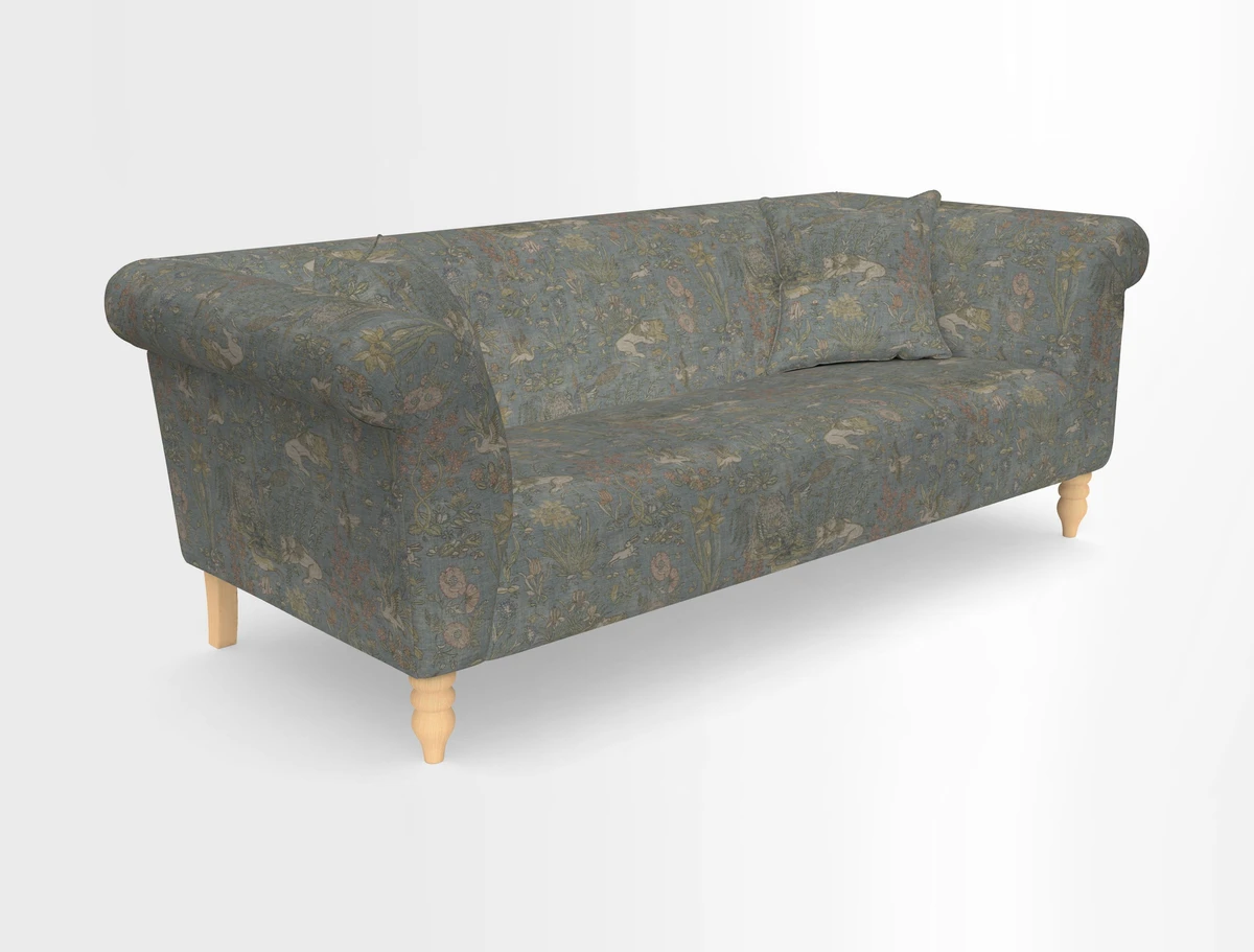 Exbury 3-seater sofa in Frond Stripe Large Storm with scatters in Frond All Over