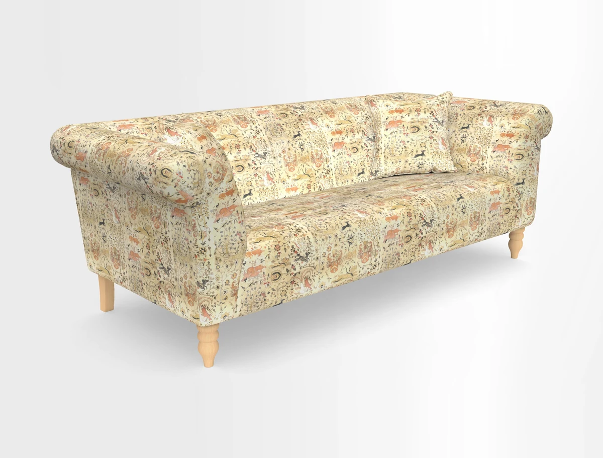 Exbury 3-seater sofa in Frond Stripe Large Storm with scatters in Frond All Over