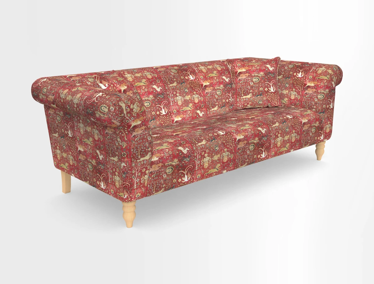 Exbury 3-seater sofa in Frond Stripe Large Storm with scatters in Frond All Over