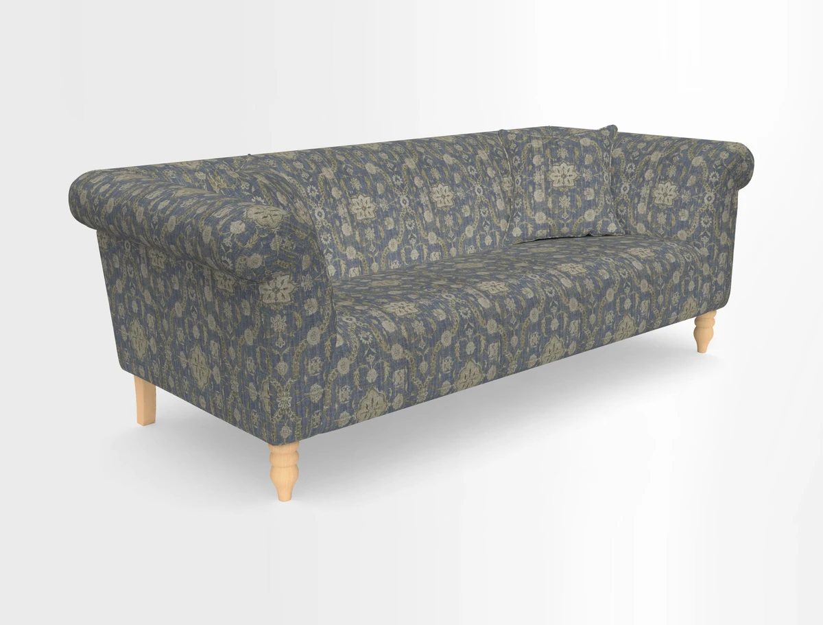 Exbury 3-seater sofa in Frond Stripe Large Storm with scatters in Frond All Over