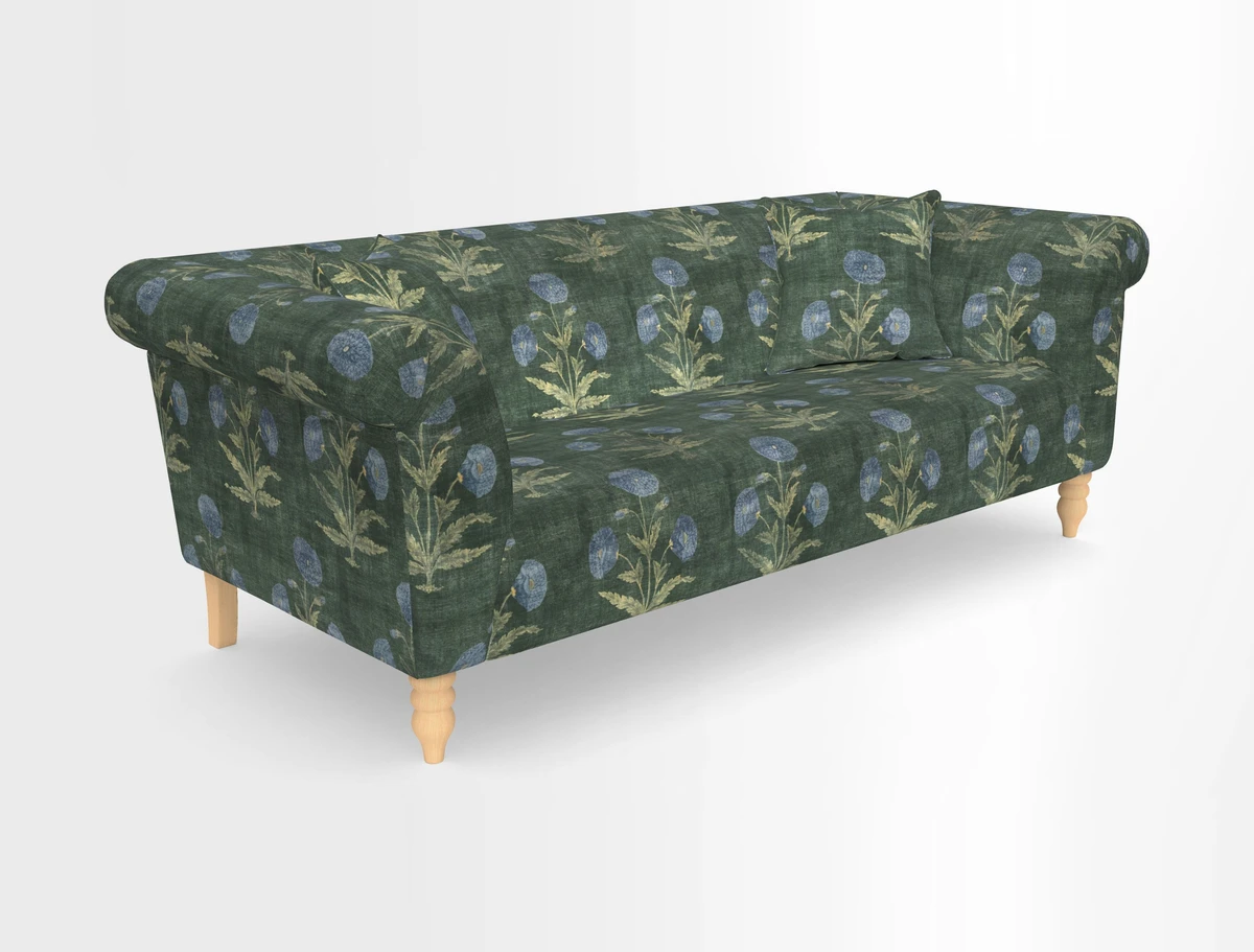 Exbury 3-seater sofa in Frond Stripe Large Storm with scatters in Frond All Over