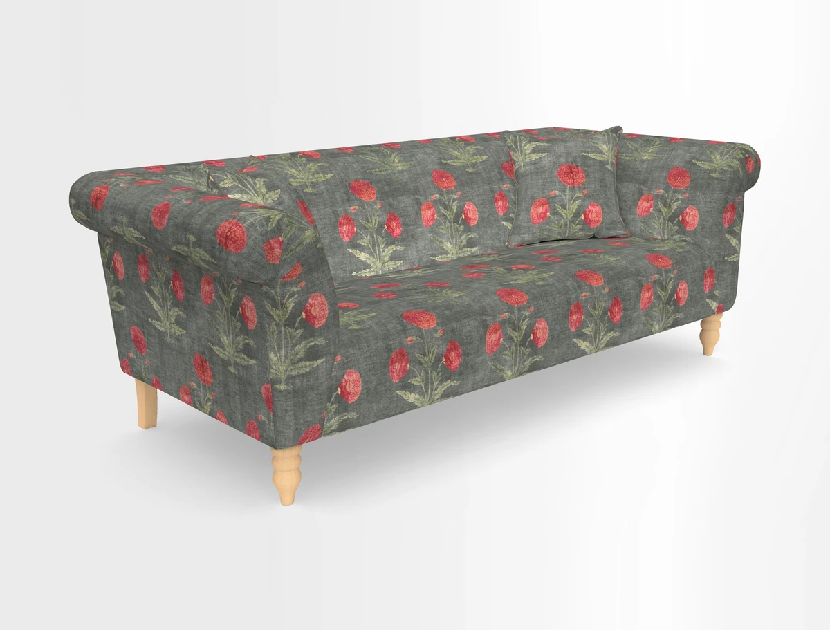 Exbury 3-seater sofa in Frond Stripe Large Storm with scatters in Frond All Over