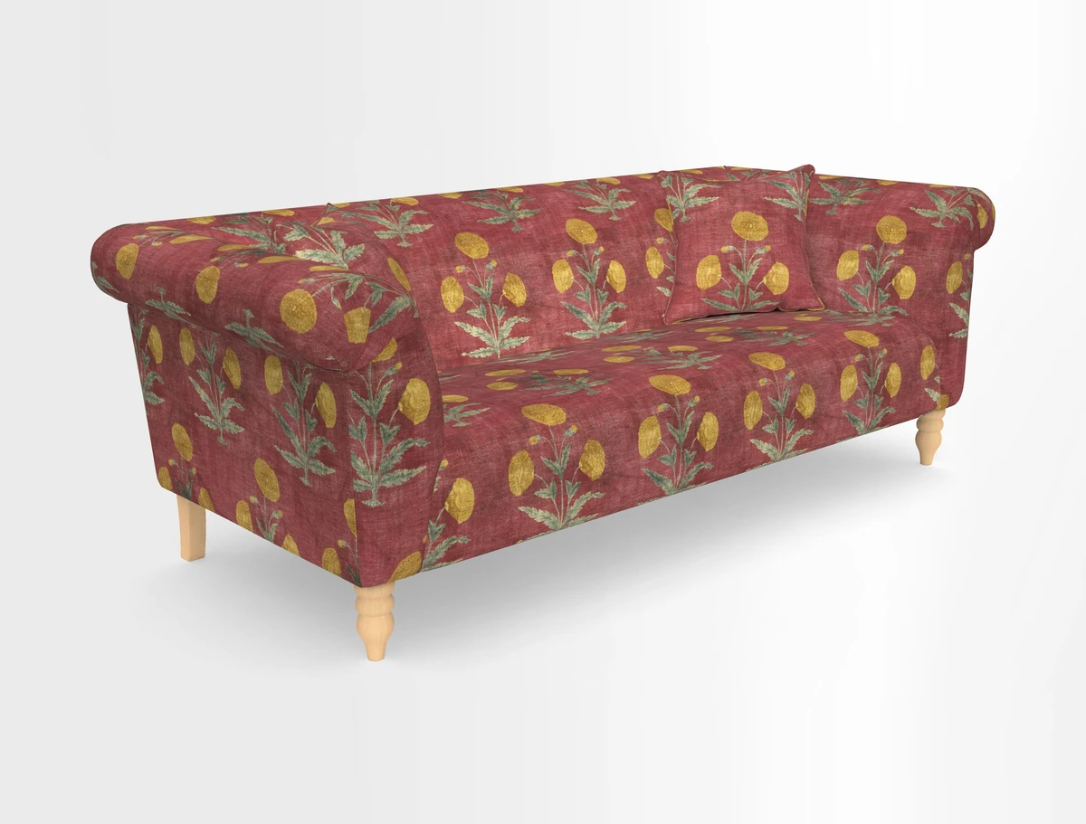 Exbury 3-seater sofa in Frond Stripe Large Storm with scatters in Frond All Over